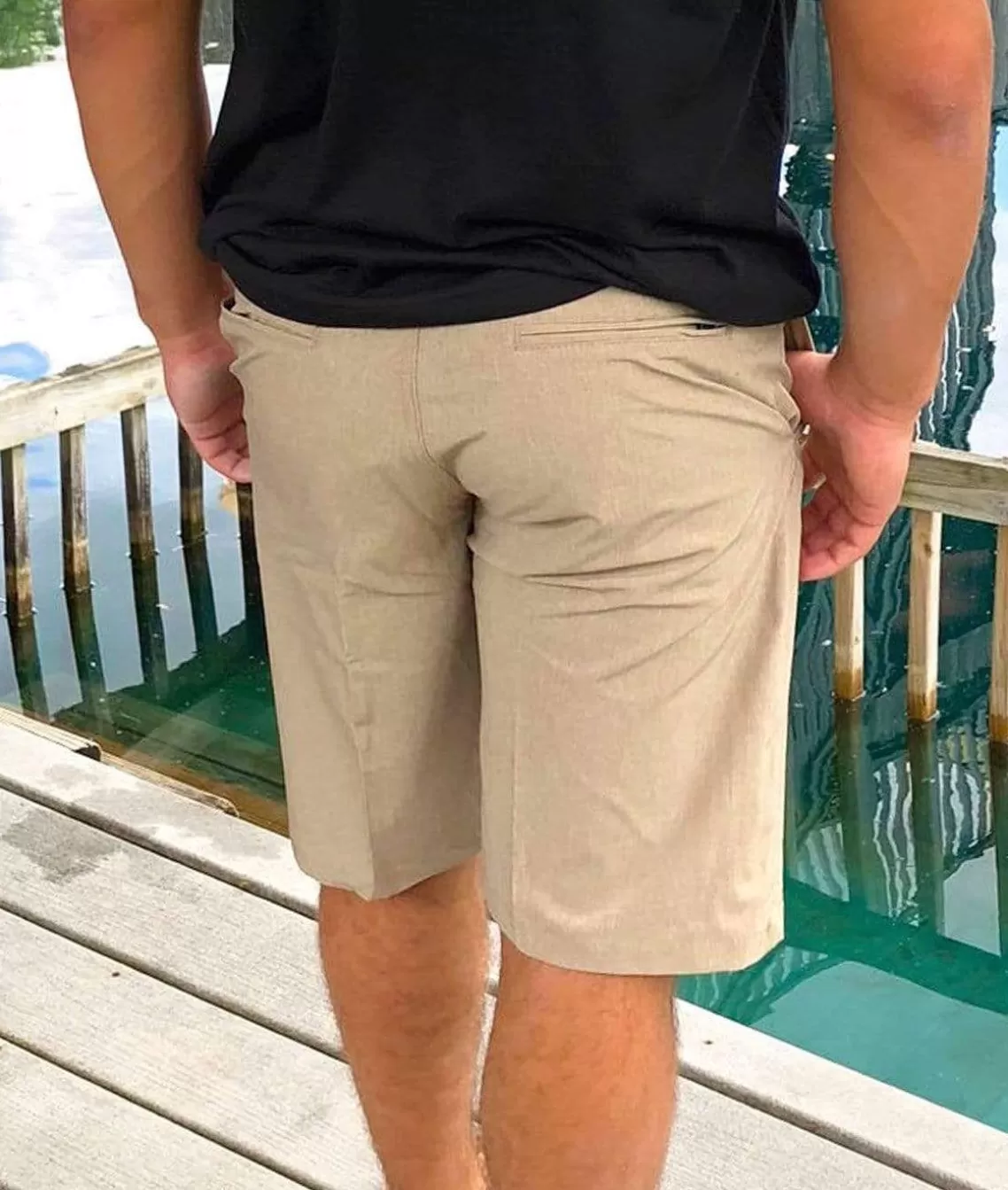 Fashion Men'S Khaki Hybrid Stretch Short Men Bottoms