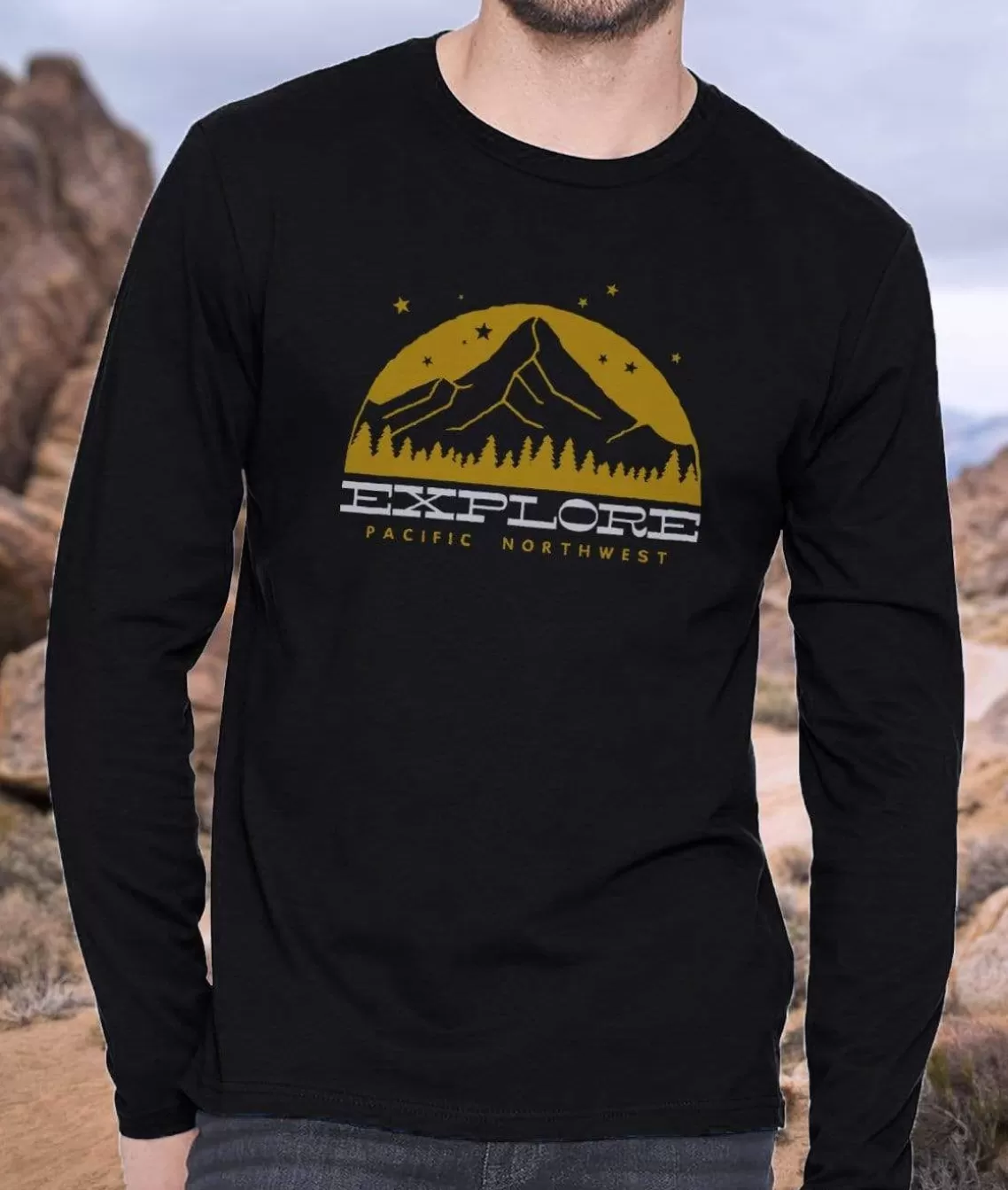 New Men'S Ridiculously Soft Cotton Long Sleeve Graphic Tee | Explore Men T-Shirts