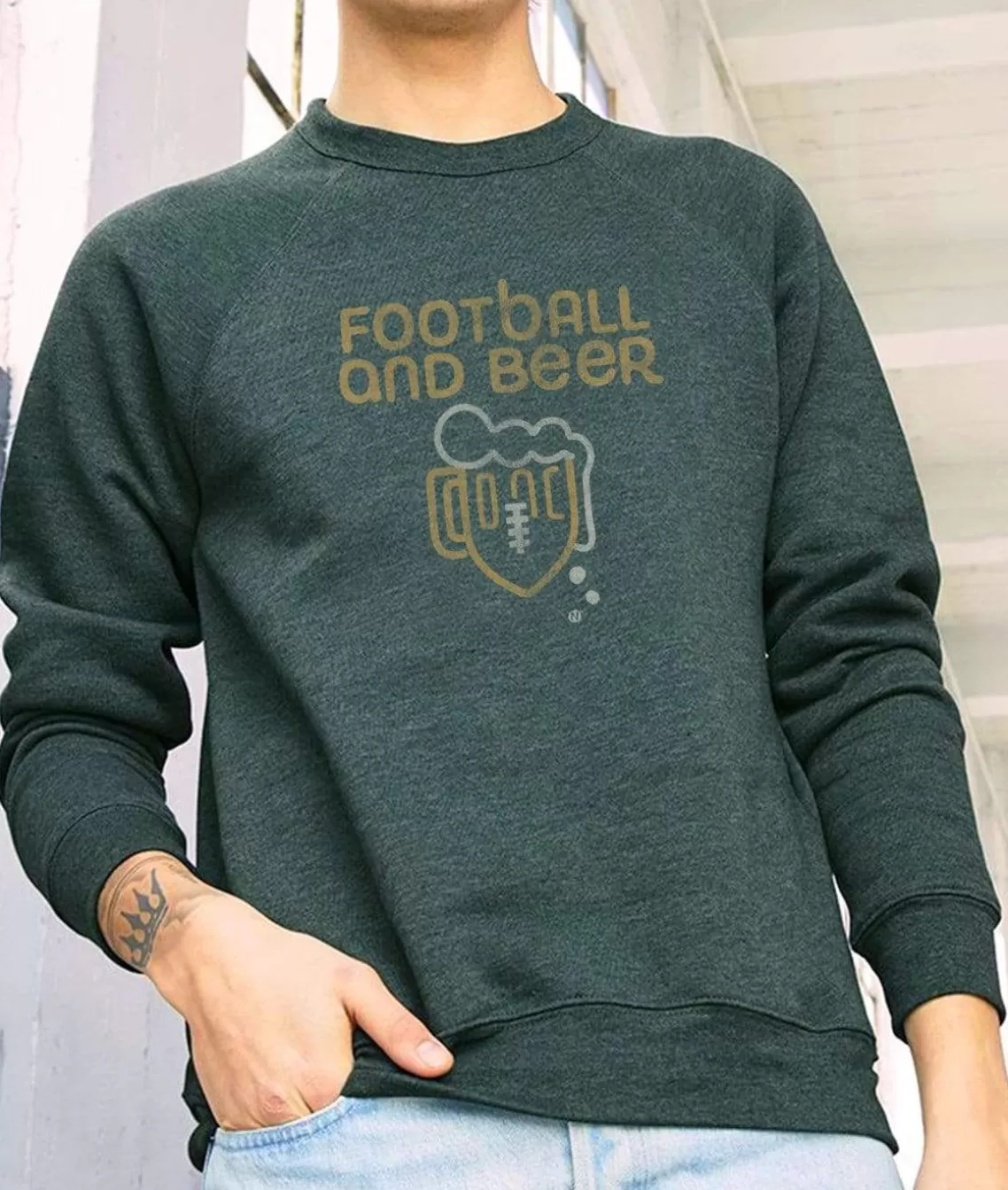 Best Men'S Ridiculously Soft Fleece Graphic Pullover Sweatshirt | Football And Beer Men Shirts