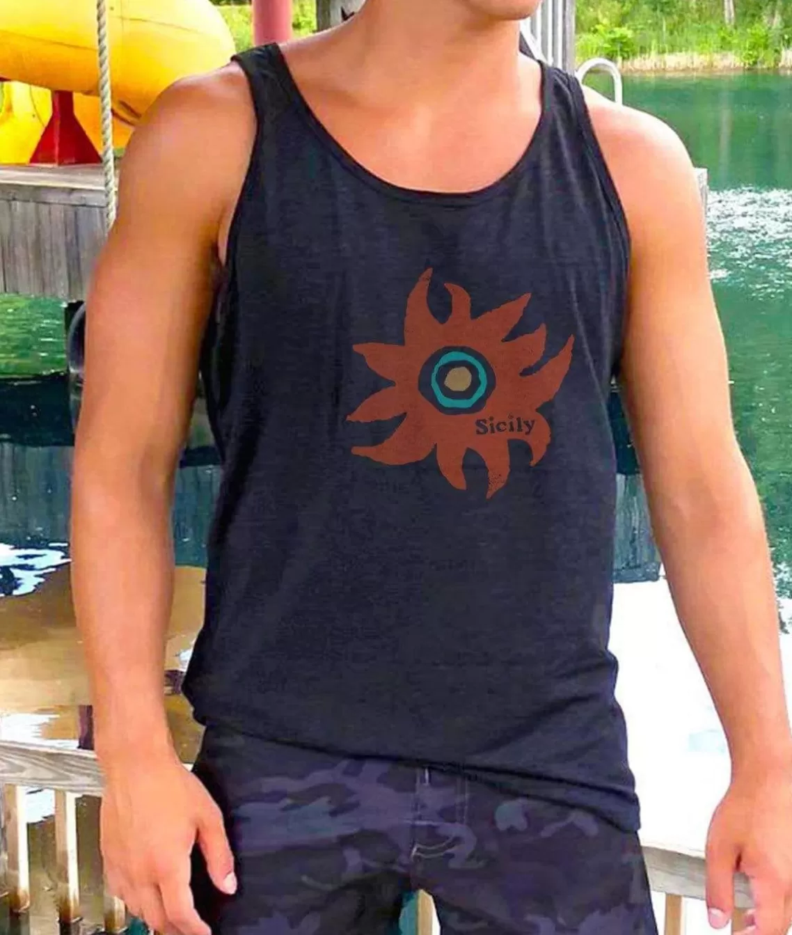 New Men'S Ridiculously Soft Lightweight Graphic Tank | Sicily Sun Men T-Shirts