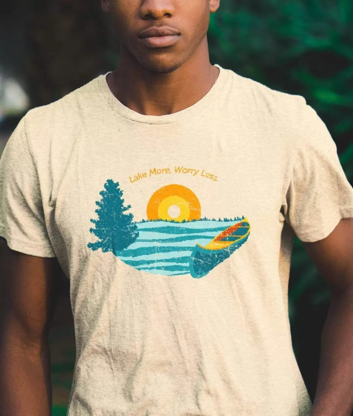 Sale Men'S Ridiculously Soft Midweight Graphic Tee | Lake More Worry Less Men Shirts