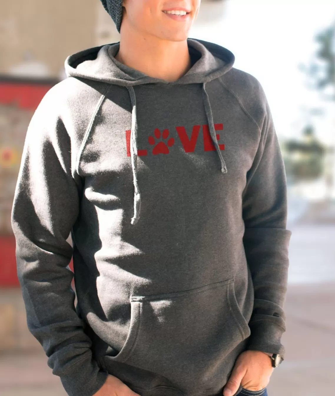 Sale Men'S Ridiculously Soft Midweight Raglan Hooded Valentine'S Day Graphic Sweatshirt | Love My Pet Men Hoodies & Sweatshirts