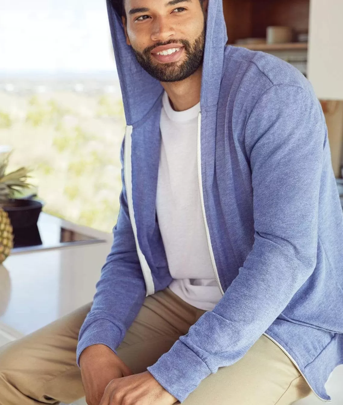 Fashion Men'S Ridiculously Soft Vintage Recycled Full-Zip Hooded T-Shirt Men Shirts