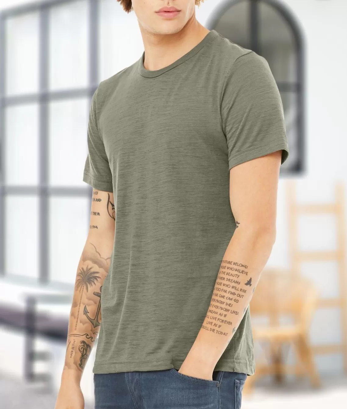 Best Men'S Soft Slub Jersey Short Sleeve Crew Neck T-Shirt Men T-Shirts