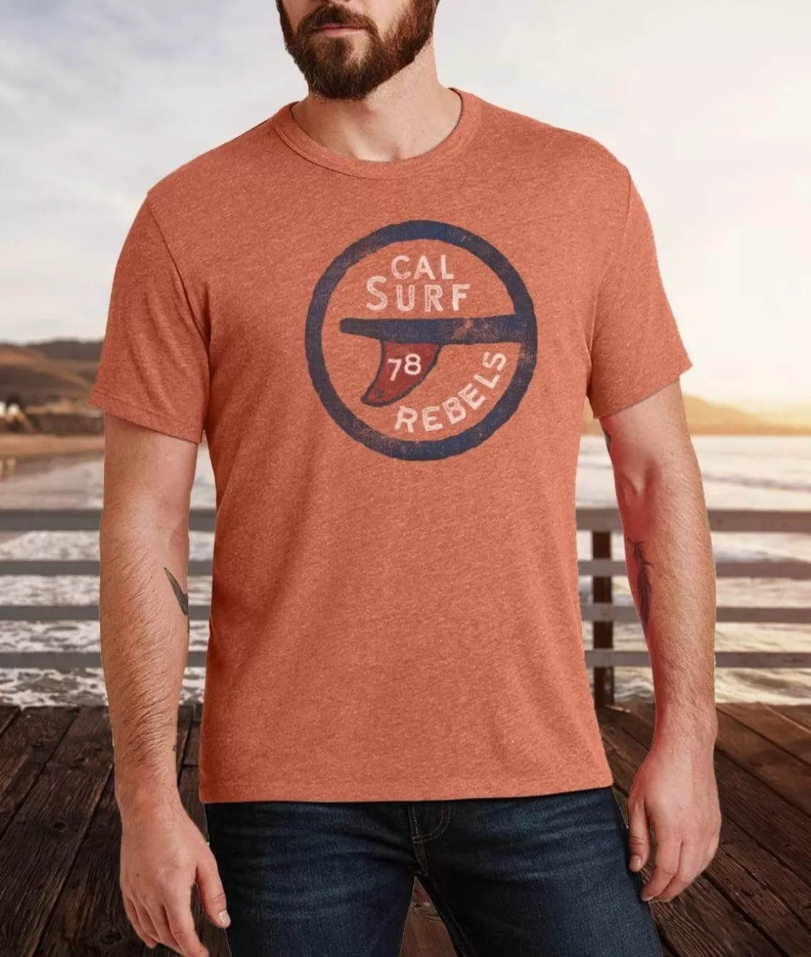 Flash Sale Men'S Vintage Graphic Crew Neck T-Shirt | Surf Rebels Men Shirts