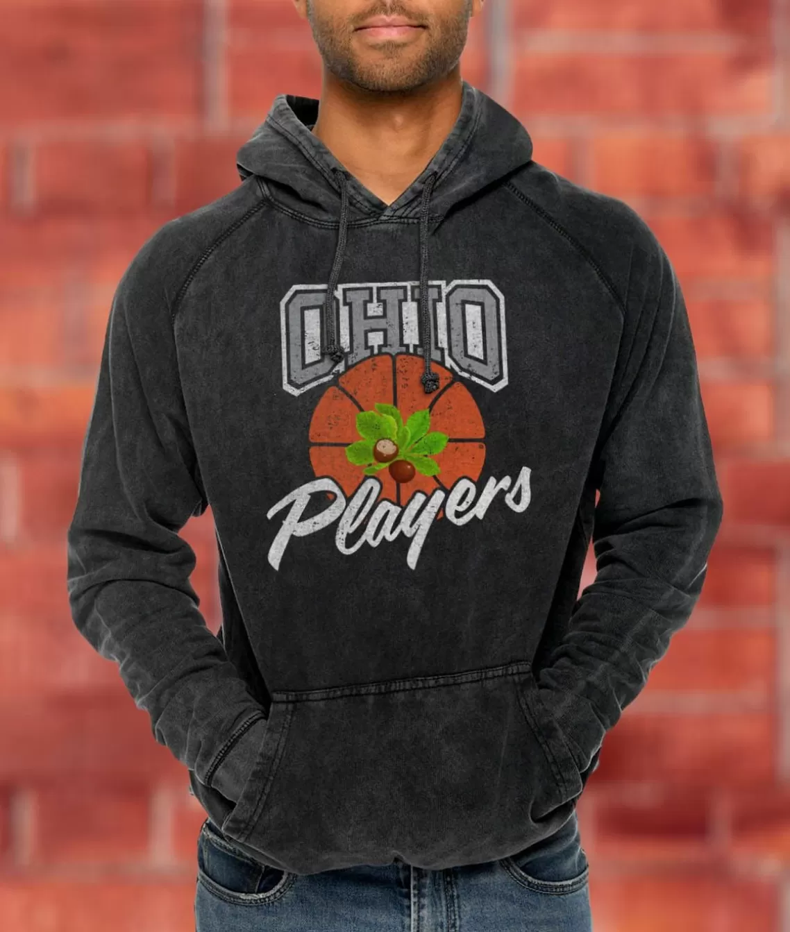 Shop Men'S Vintage Raglan Graphic Hoodie | Ohio Players (Buckeye Leaf) Men Shirts