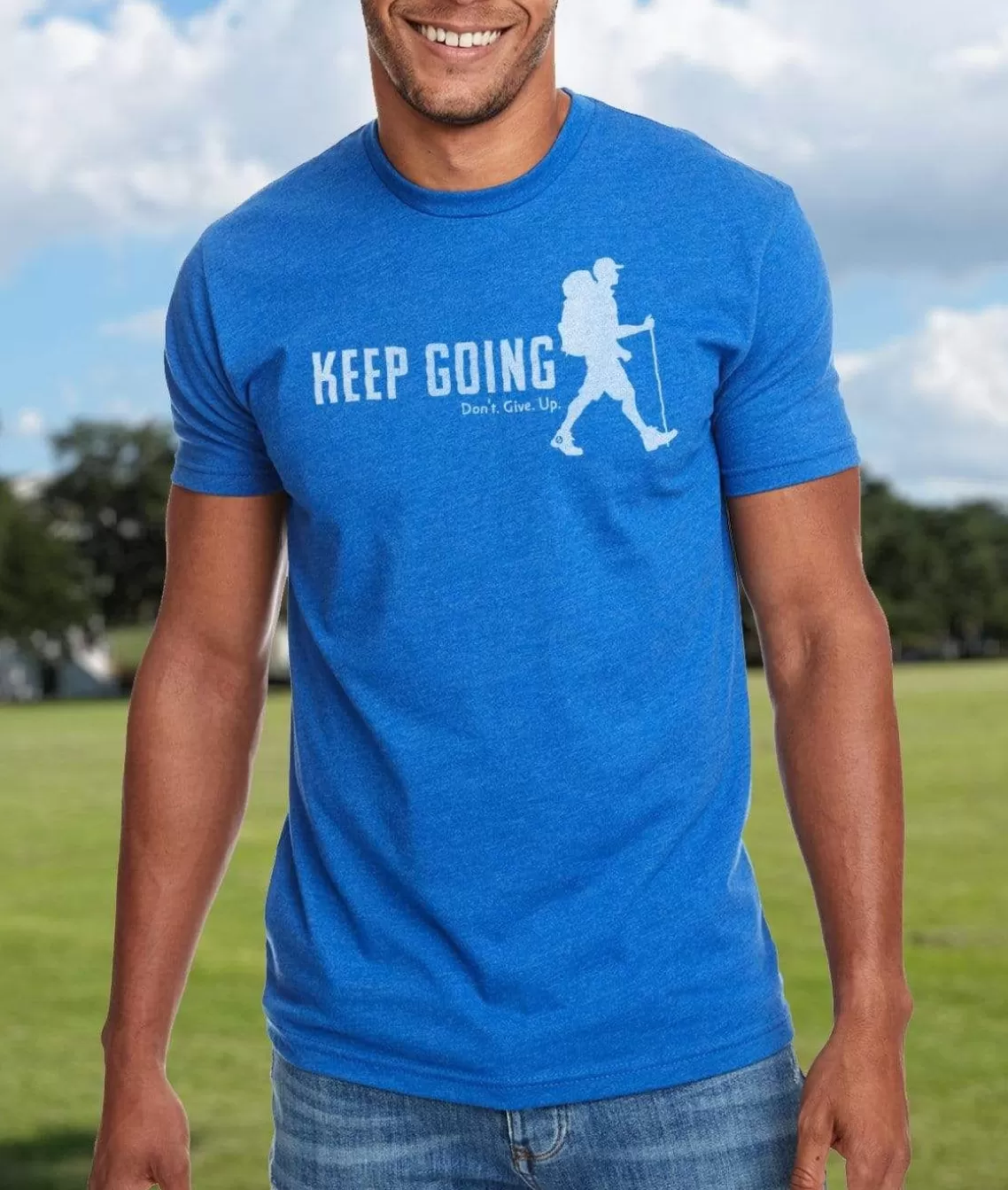 Discount Ridiculously Soft Crew Neck Graphic T-Shirt | Keep Going With Hiker Men T-Shirts