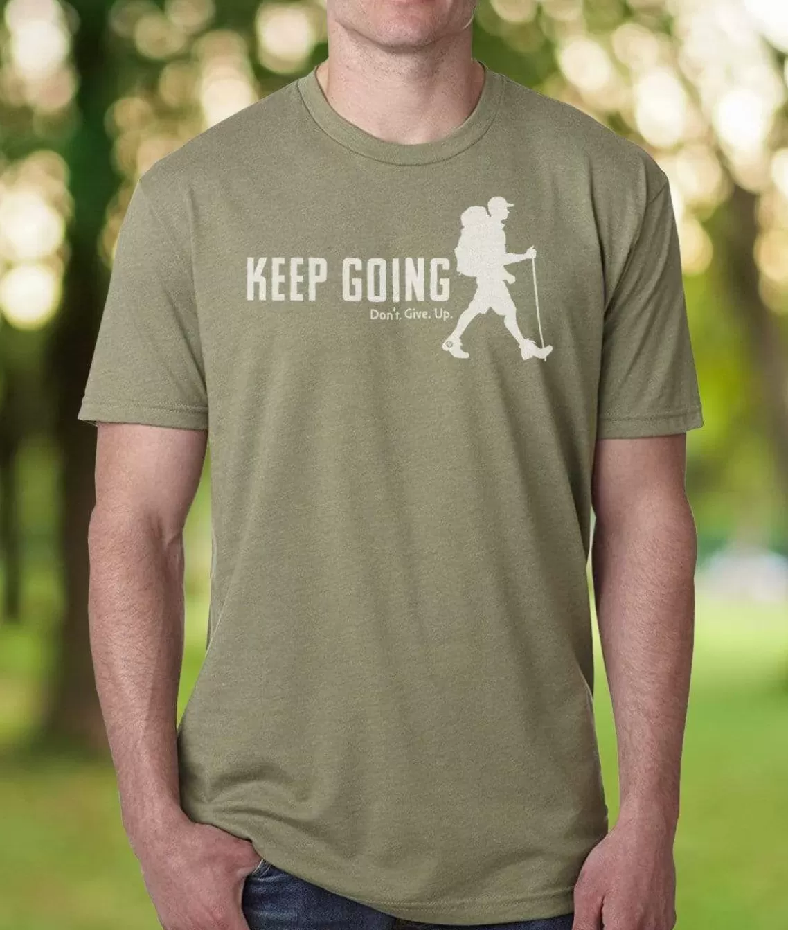 Discount Ridiculously Soft Crew Neck Graphic T-Shirt | Keep Going With Hiker Men T-Shirts