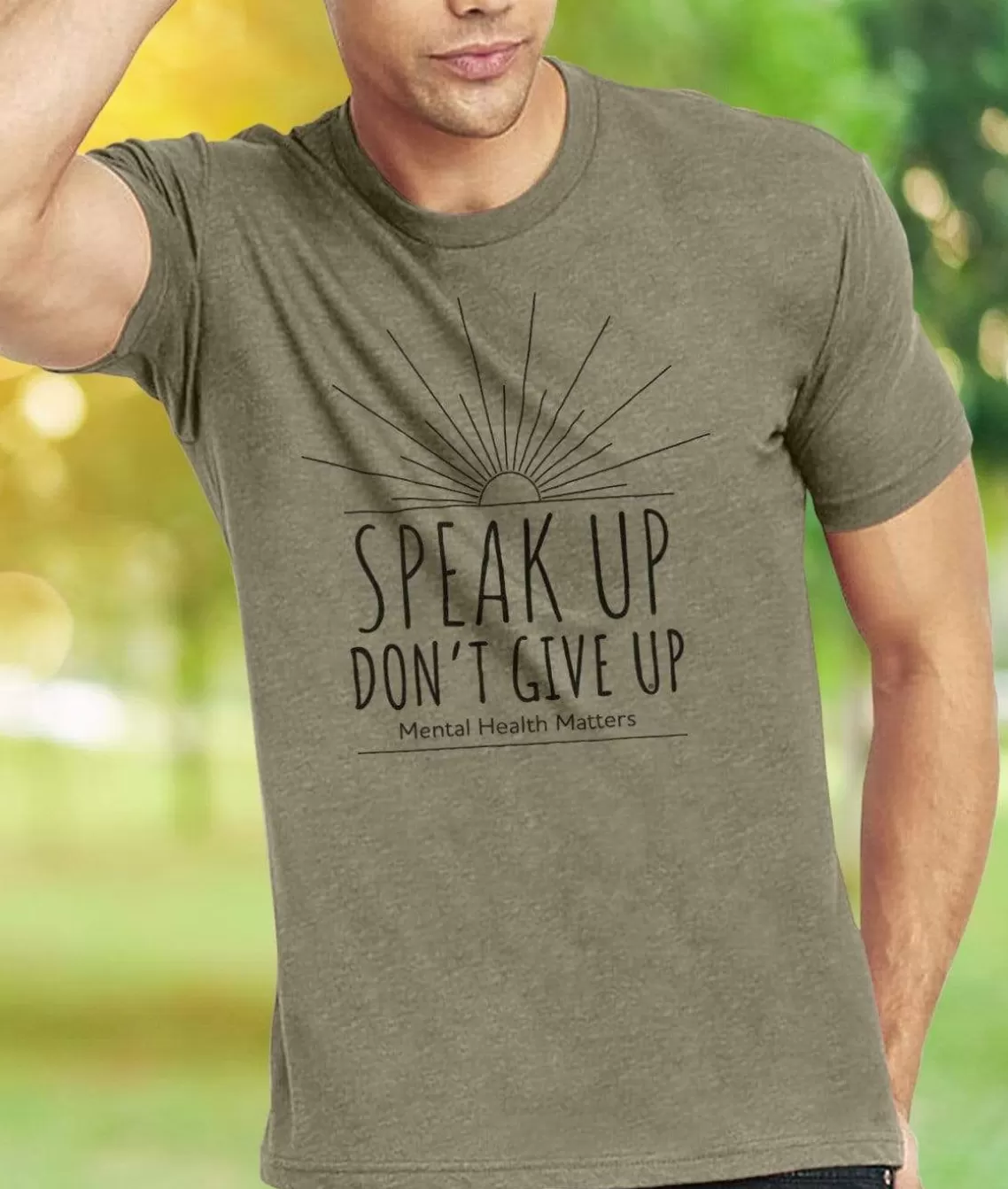 Cheap Ridiculously Soft Crew Neck Graphic T-Shirt | Speak Up Don'T Give Up Front Graphic Men Shirts