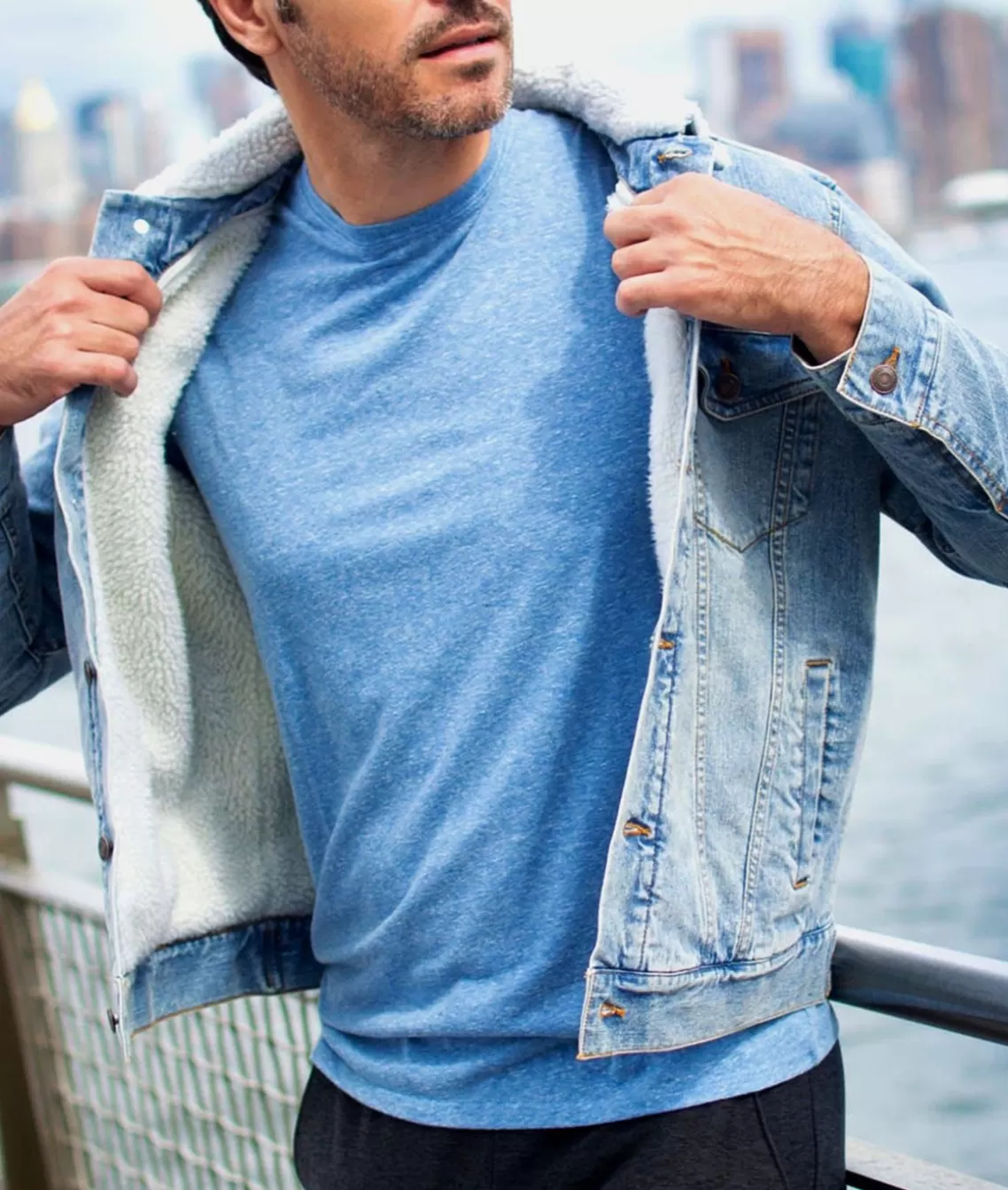 Flash Sale Unisex Soft Sherpa Lined Vintage Denim Jacket Men Shirts
