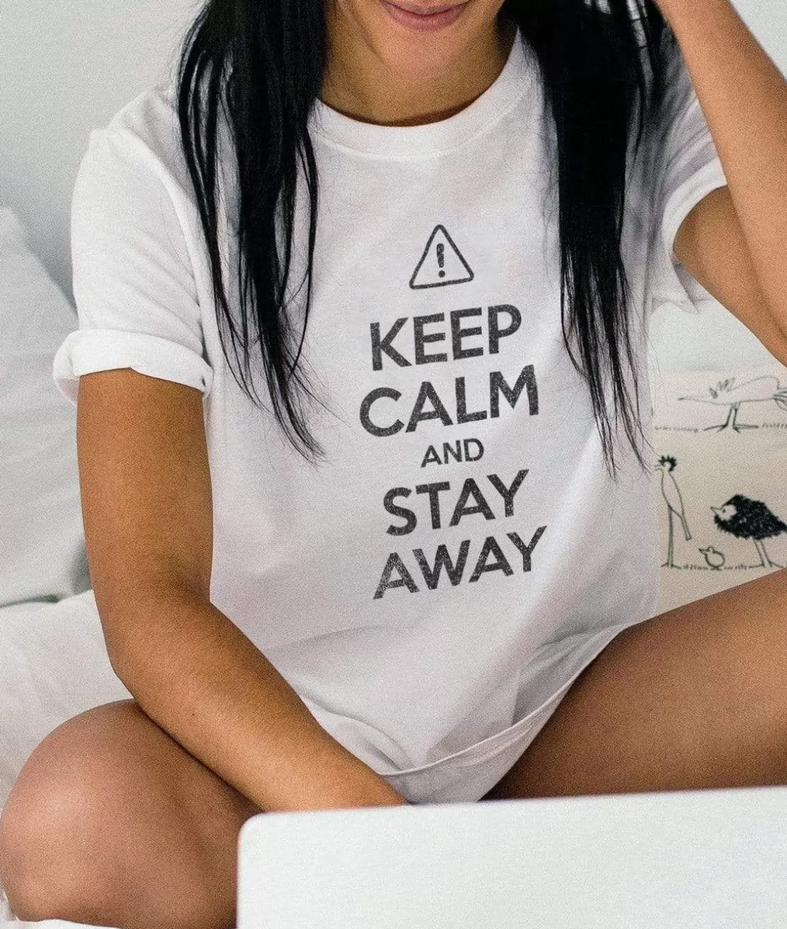 New Women'S Ridiculously Soft 100% Cotton Graphic Tee | Keep Calm And Stay Away Women Tops