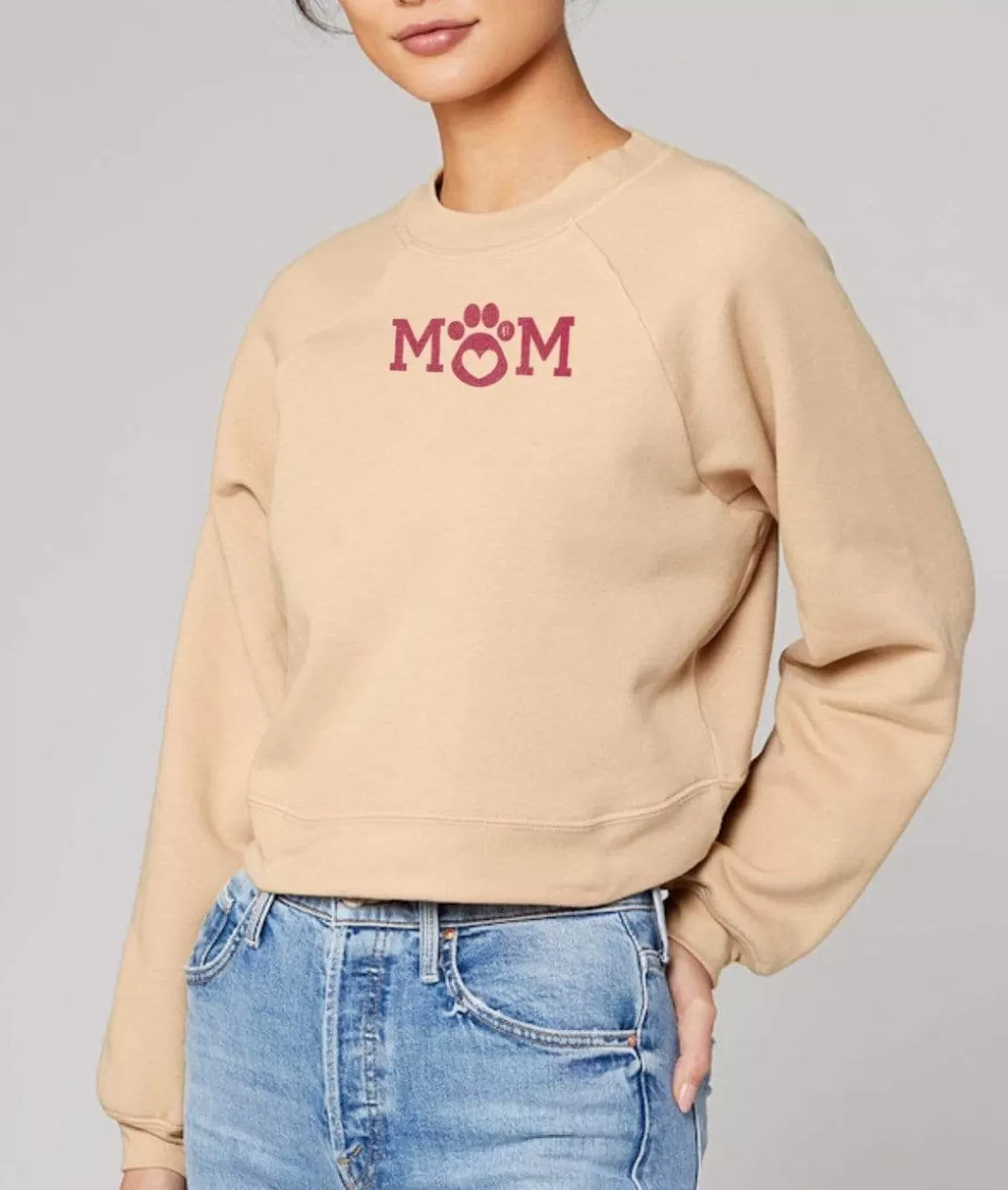 Hot Women'S Ridiculously Soft Mid-Length Raglan Graphic Pullover | Mom Paw Print Women Hoodies & Sweatshirts
