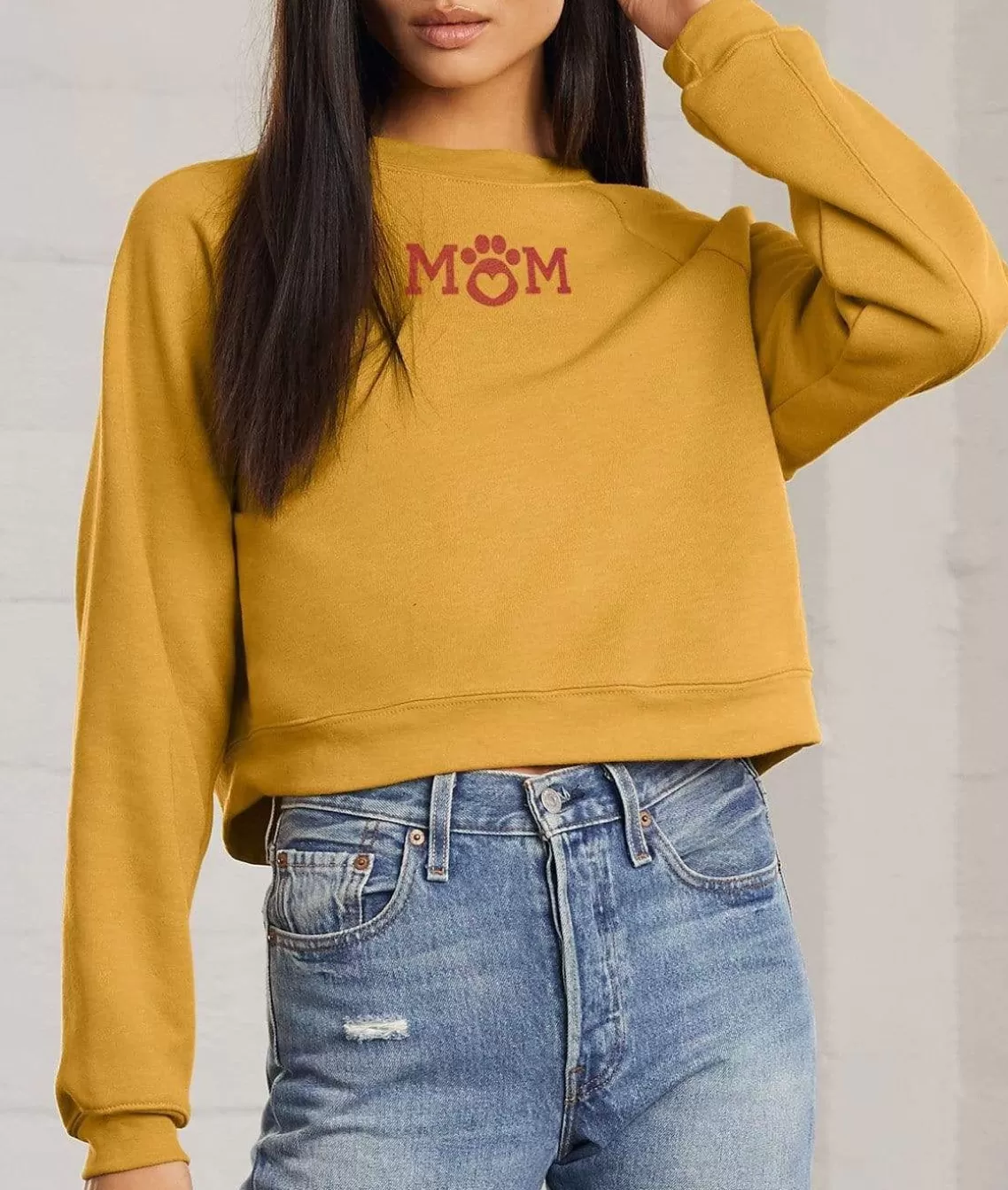 Hot Women'S Ridiculously Soft Mid-Length Raglan Graphic Pullover | Mom Paw Print Women Hoodies & Sweatshirts