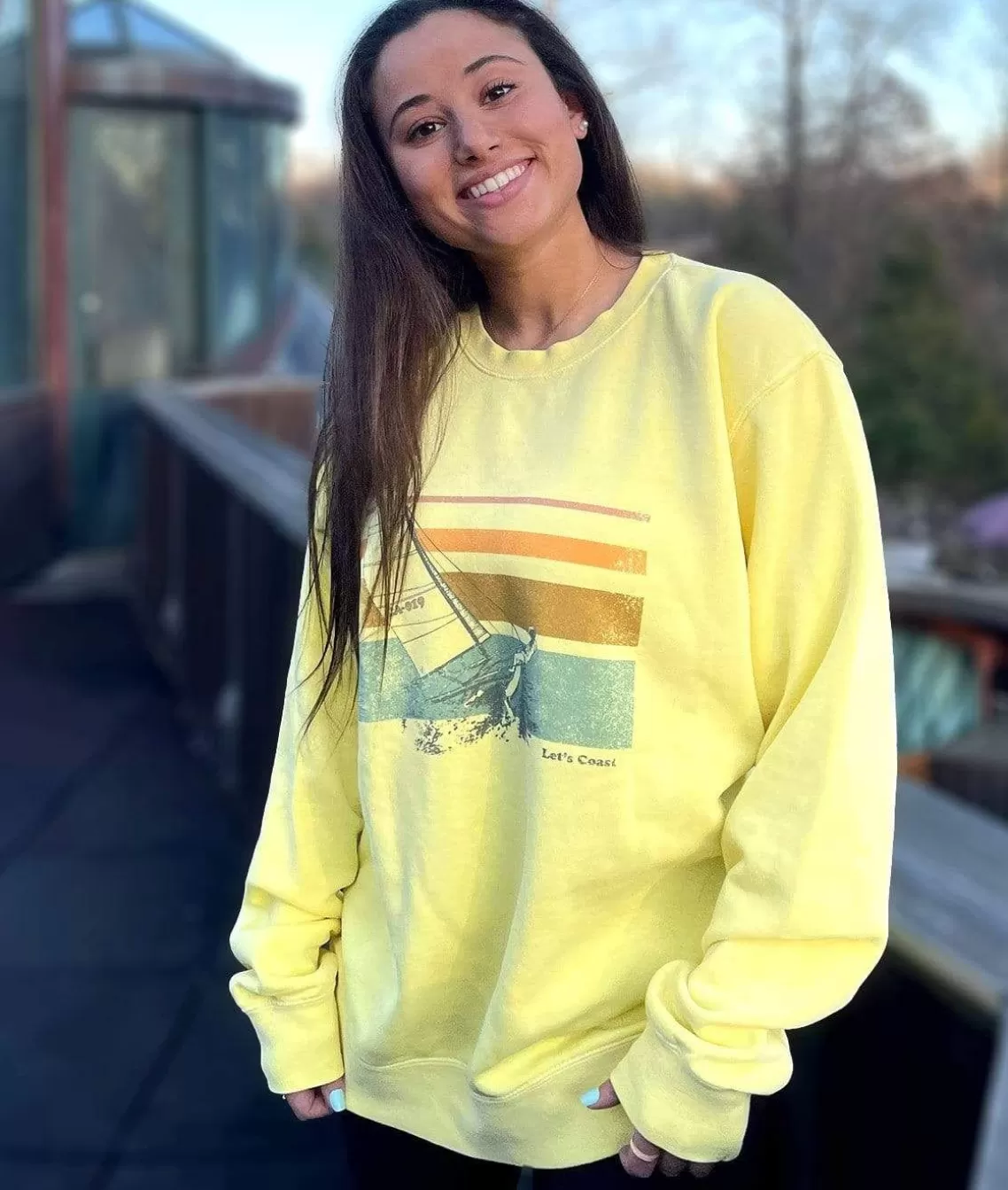 Shop Women'S Ridiculously Soft Oversized Pigment-Dyed Graphic Sweatshirt | Sailboat Women Hoodies & Sweatshirts