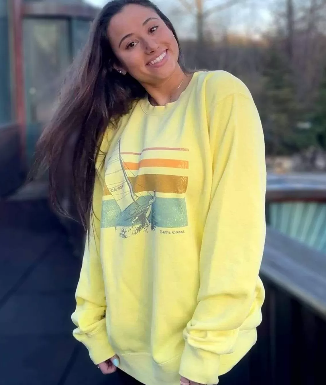 Shop Women'S Ridiculously Soft Oversized Pigment-Dyed Graphic Sweatshirt | Sailboat Women Hoodies & Sweatshirts