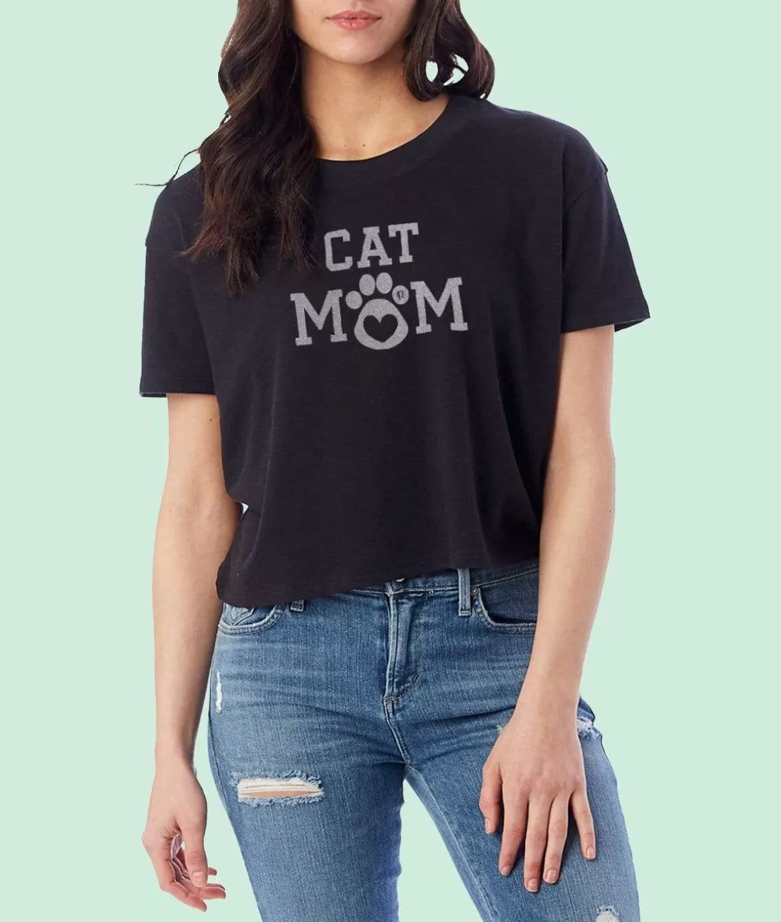 Store Women'S Ridiculously Soft Vintage Crop Graphic Tee | Cat Mom Women T-Shirts