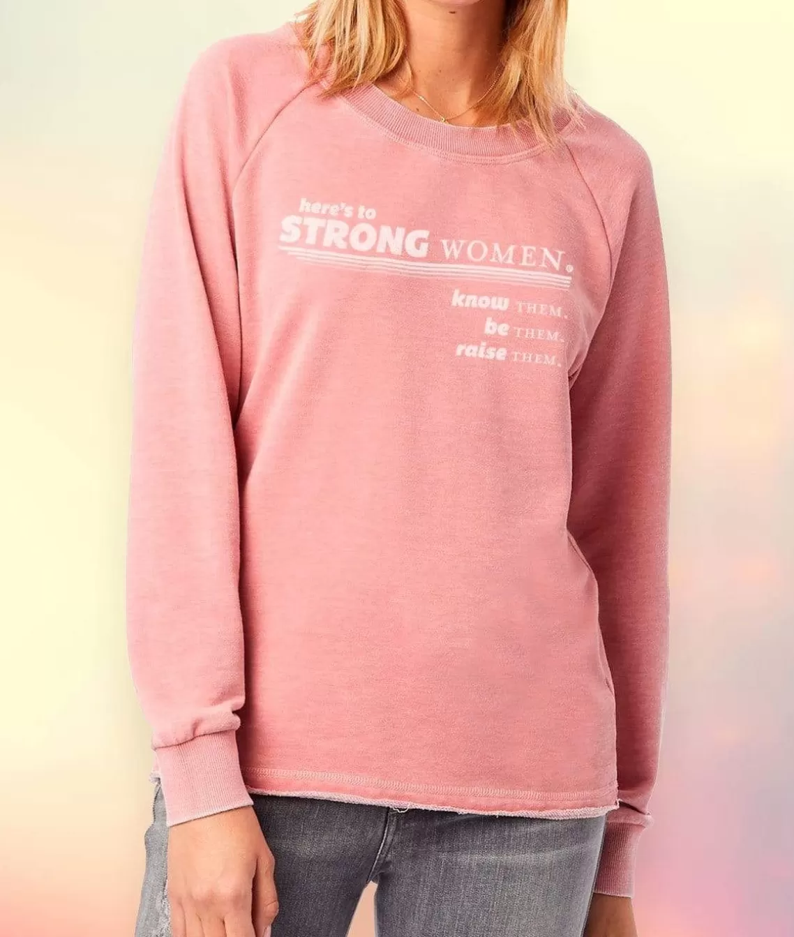 Store Women'S Soft Burnout French Terry Graphic Pullover | Here'S To Strong Women Women Tops